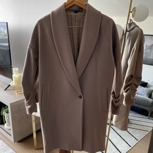 AllSaints Kenzie Oversized Wool Coat, Taupe Color, Size Small